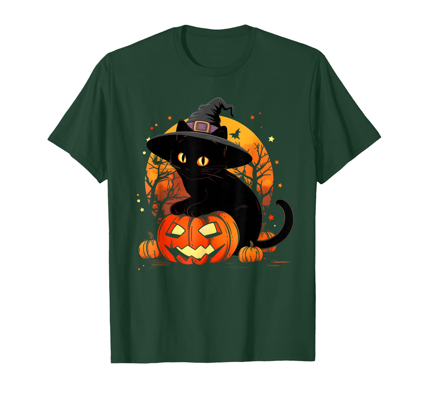 Retro Cute Black Cat Funny Halloween Pumpkin Men Women Kids T-Shirt