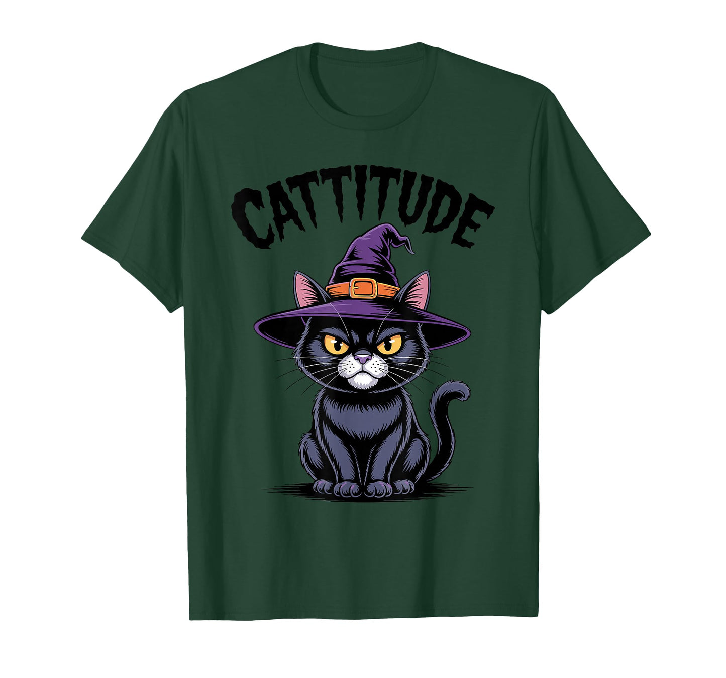Cattitude Witch Cat Funny Black Cat Halloween for Cat Lovers T-Shirt
