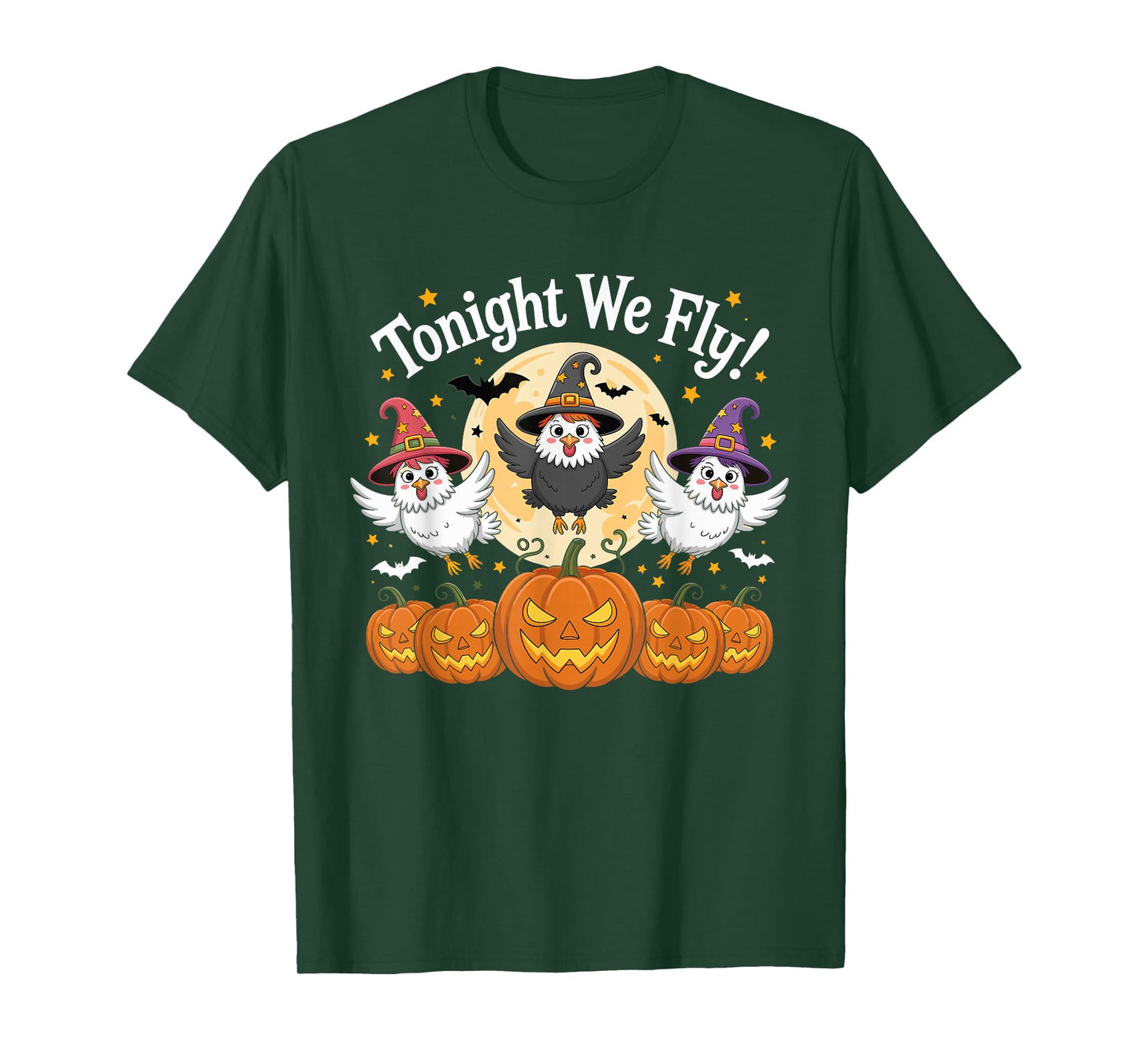Tonight We Fly Funny Witchy Chickens Spooky Farm Halloween T-Shirt