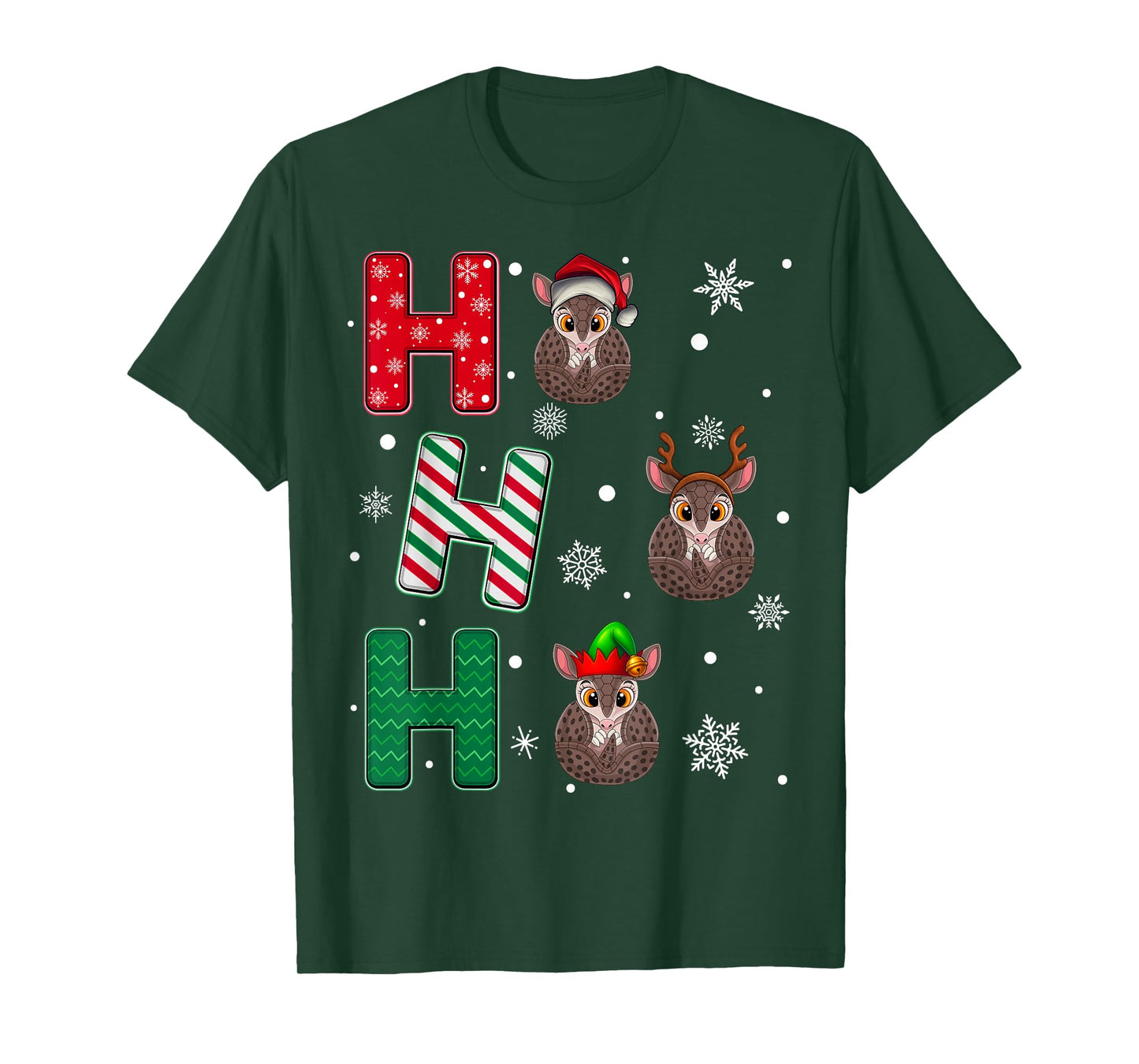 Ho Ho Ho Pangolin Animal Matching Santa Elf Xmas T-Shirt