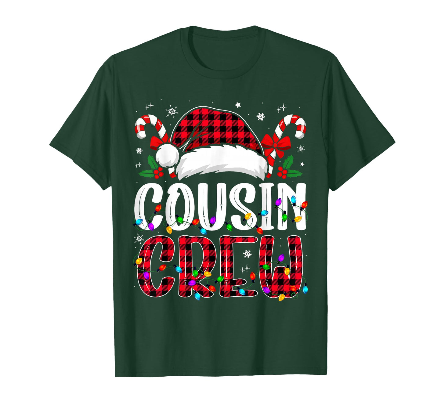 Christmas Cousin Crew Red Plaid Family Matching Xmas T-Shirt
