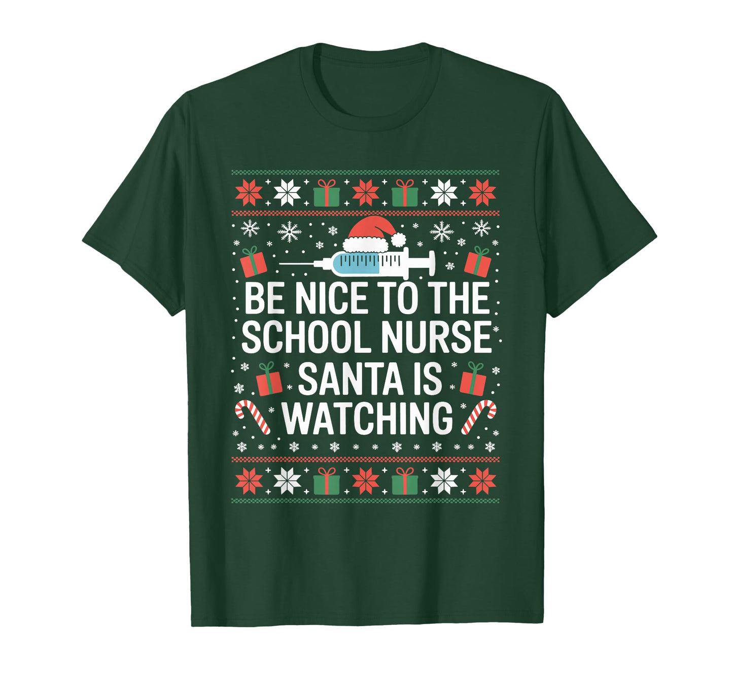 Funny School Nurse Ugly Christmas Sweater Nursing Humor Xmas T-Shirt