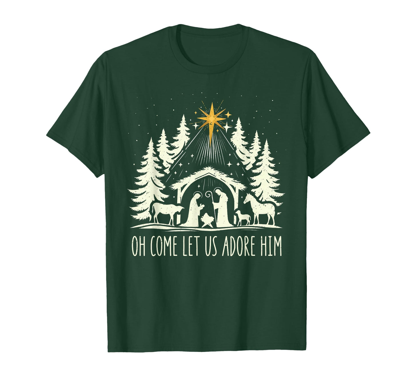 Funny Christian Christmas Jesus Oh Come Let Us Adore Him T-Shirt