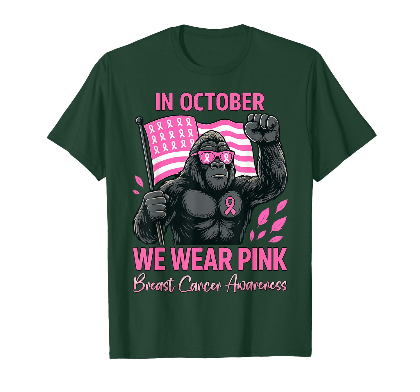 in October We Wear Bigfoot Witch Breast Cancer Awareness Men T-Shirt