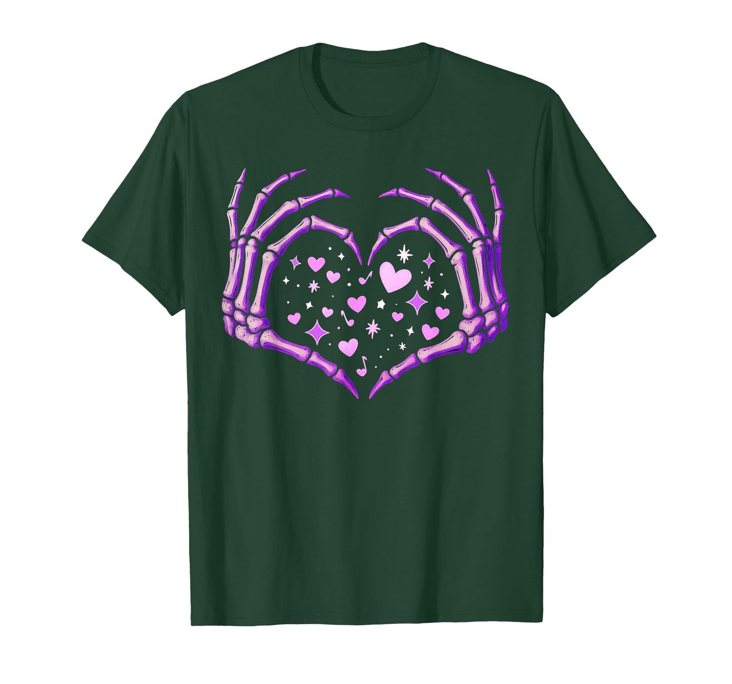 Skeleton Hands Heart Sign Retro Halloween Costume Women Girl T-Shirt