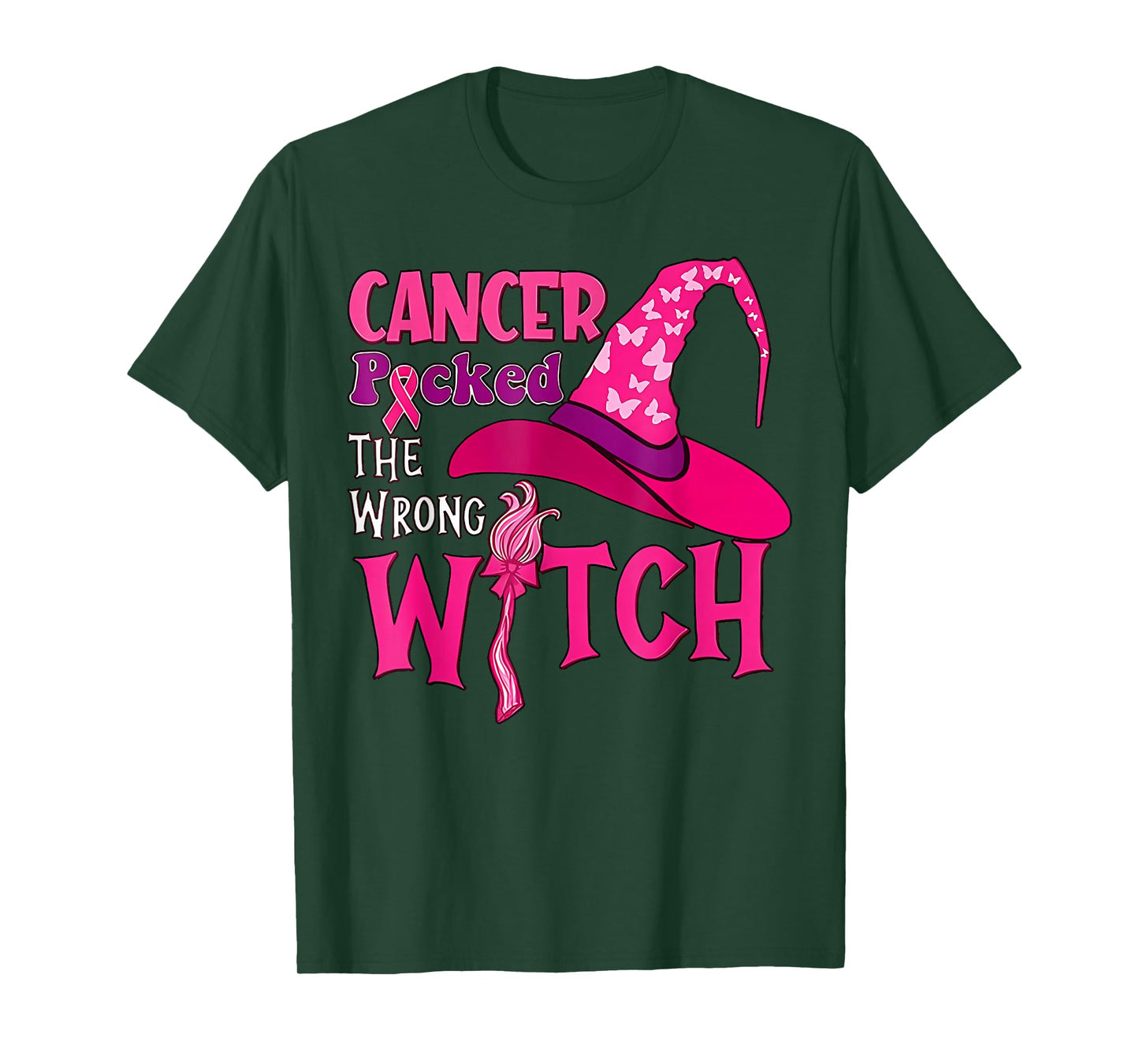 Cancer Picked The Wrong Witch Breast Cancer Halloween T-Shirt