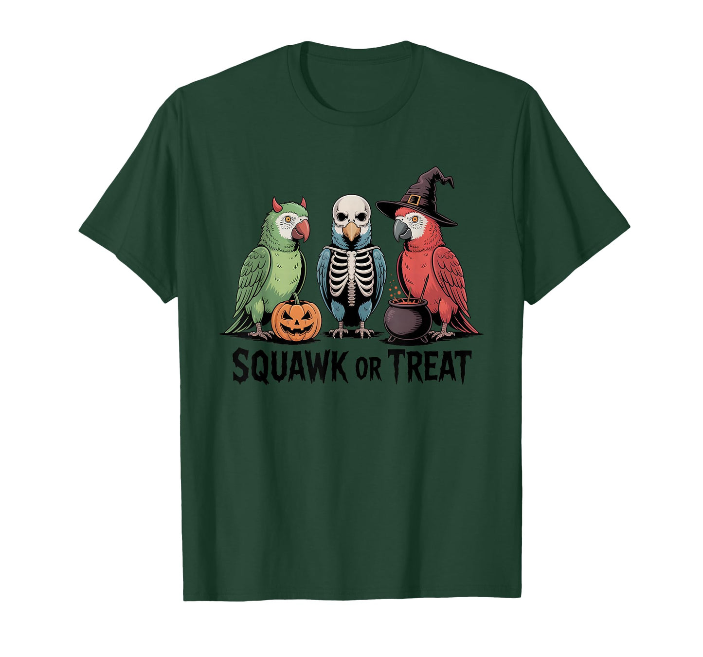 Vintage Halloween Parrots Squawk or Treat Spooky T-Shirt