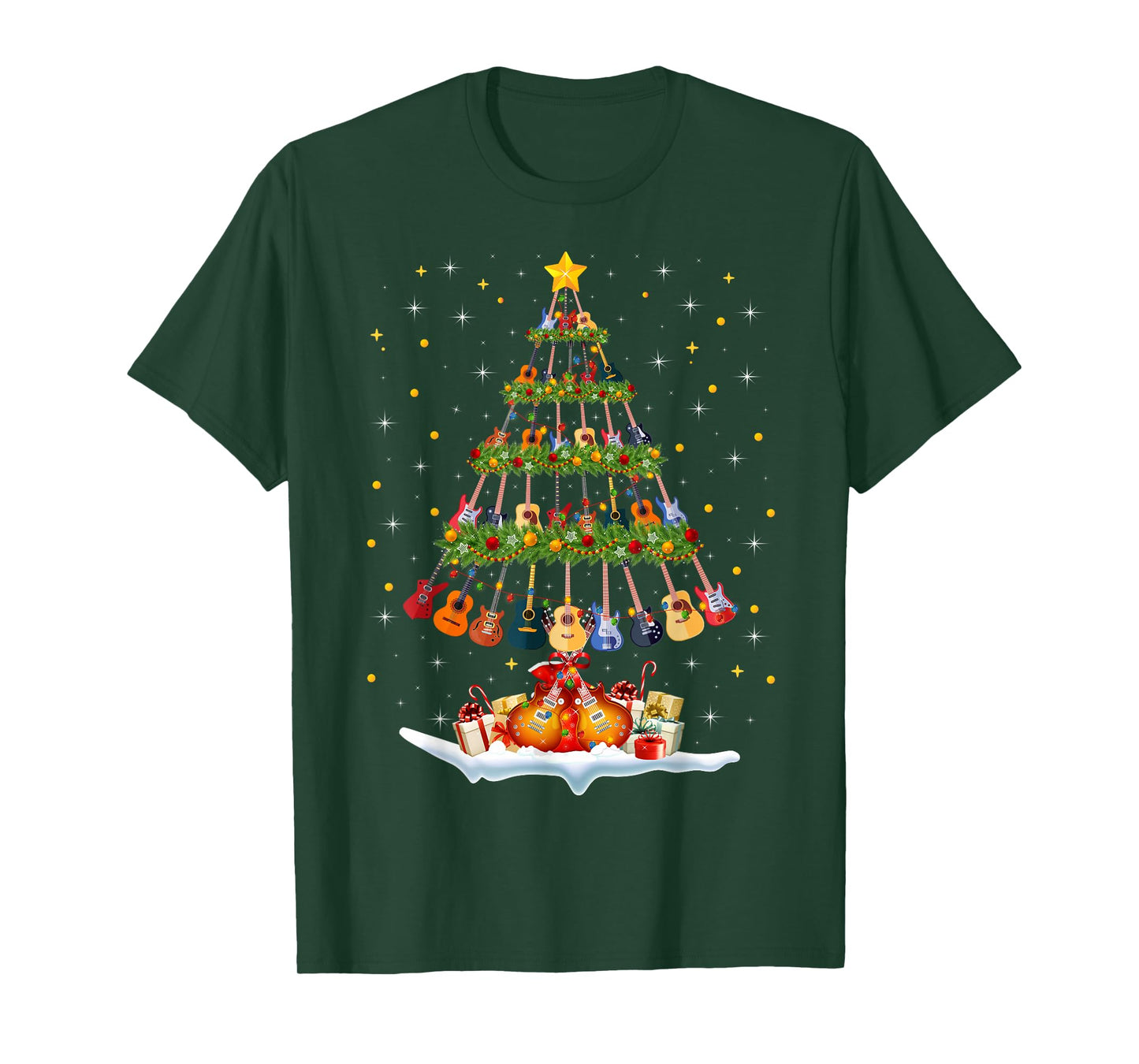 Ukulele Guitar Christmas Tree Light Music Lover Musical Xmas T-Shirt