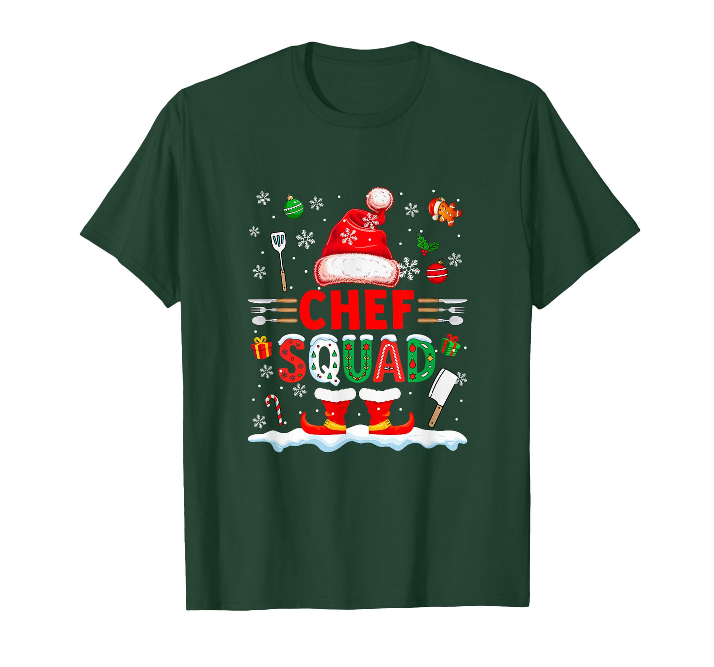 Chef Squad Men Job Christmas Santa Costume Bow Tie T-Shirt