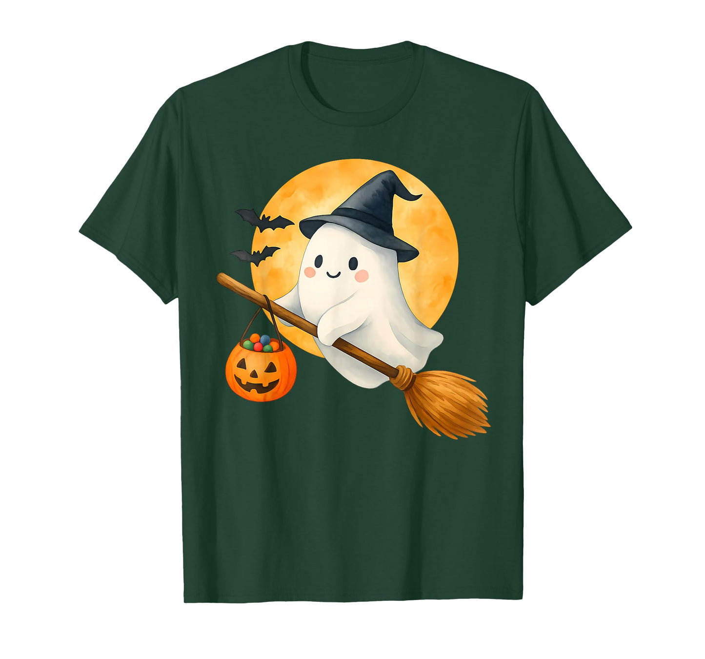 Boo Ghost Witch Hat Pumpkin Halloween Costume Men Women Kids T-Shirt