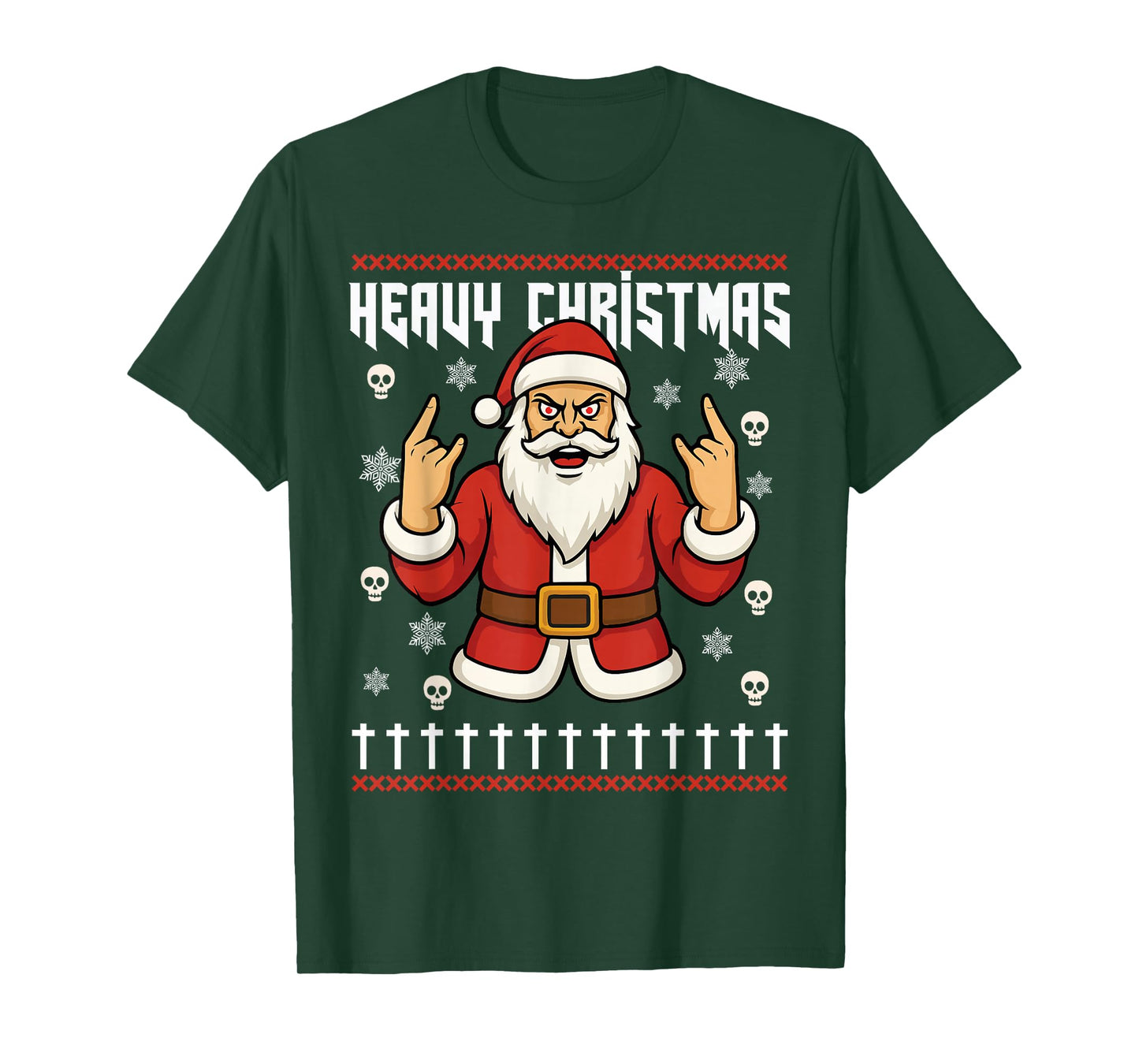 Hail Santa Pagan Happy Solstice Metal Christmas Rock Roll T-Shirt