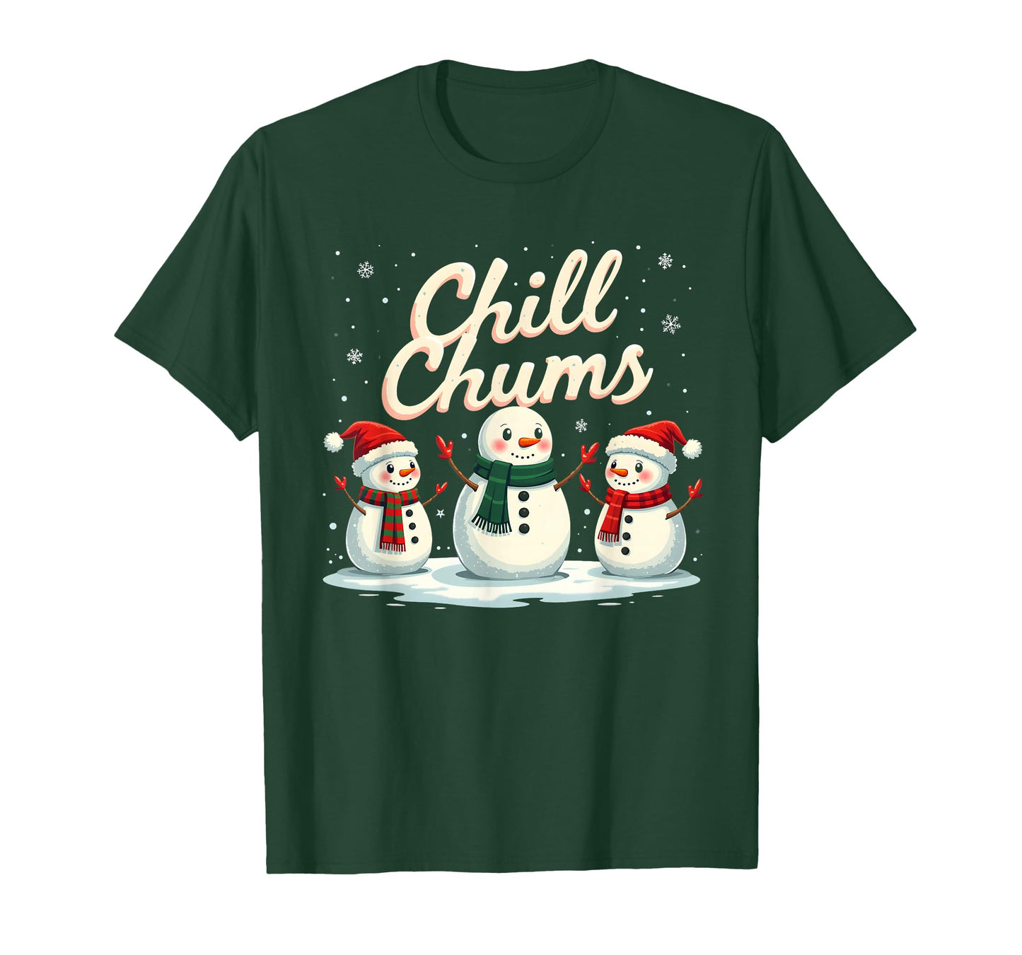 Chill Chums Cute Snowman Friends Design T-Shirt
