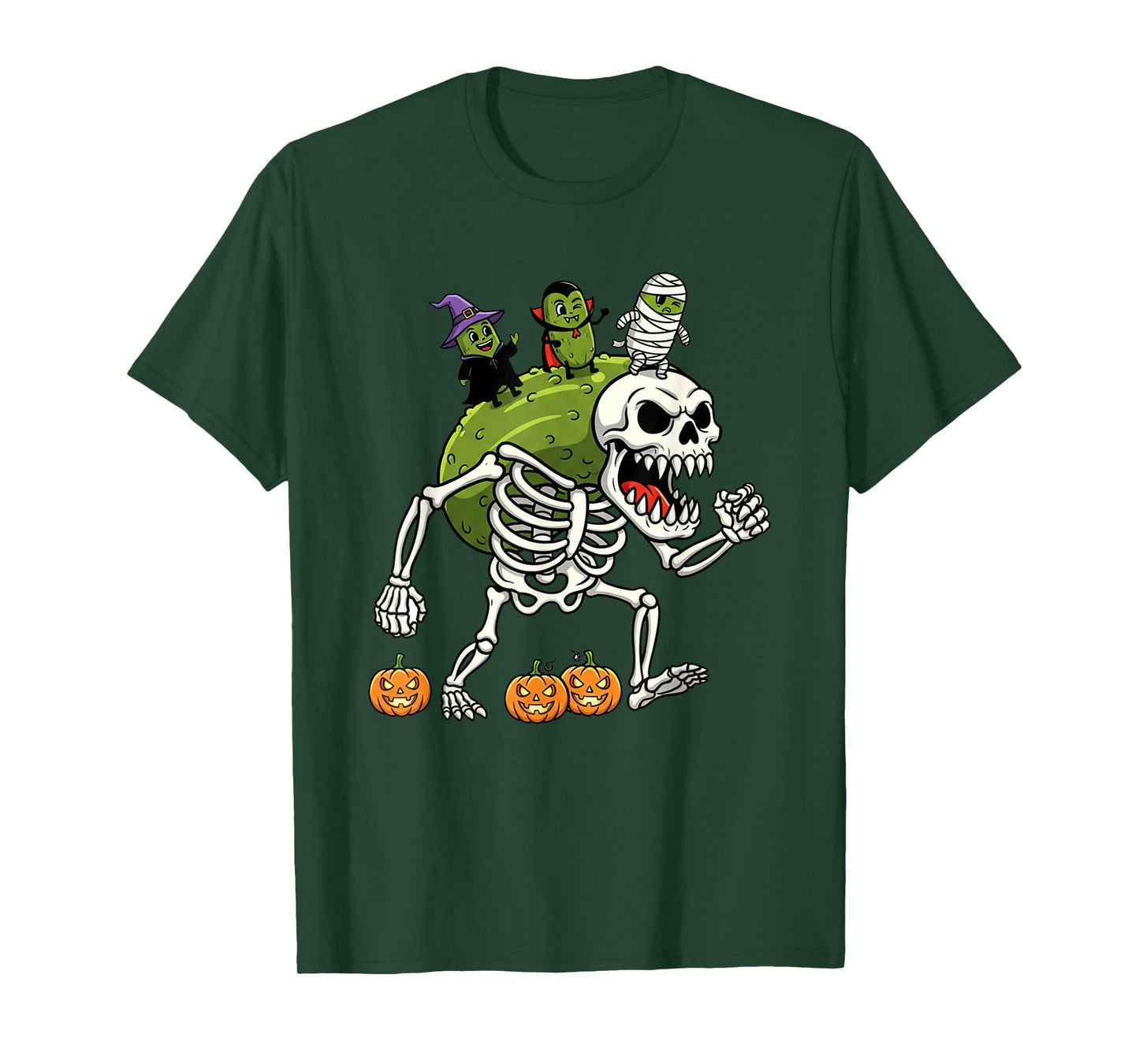 Funny Pickle Skeleton Mummy Witch Halloween Kids Mens Womens T-Shirt