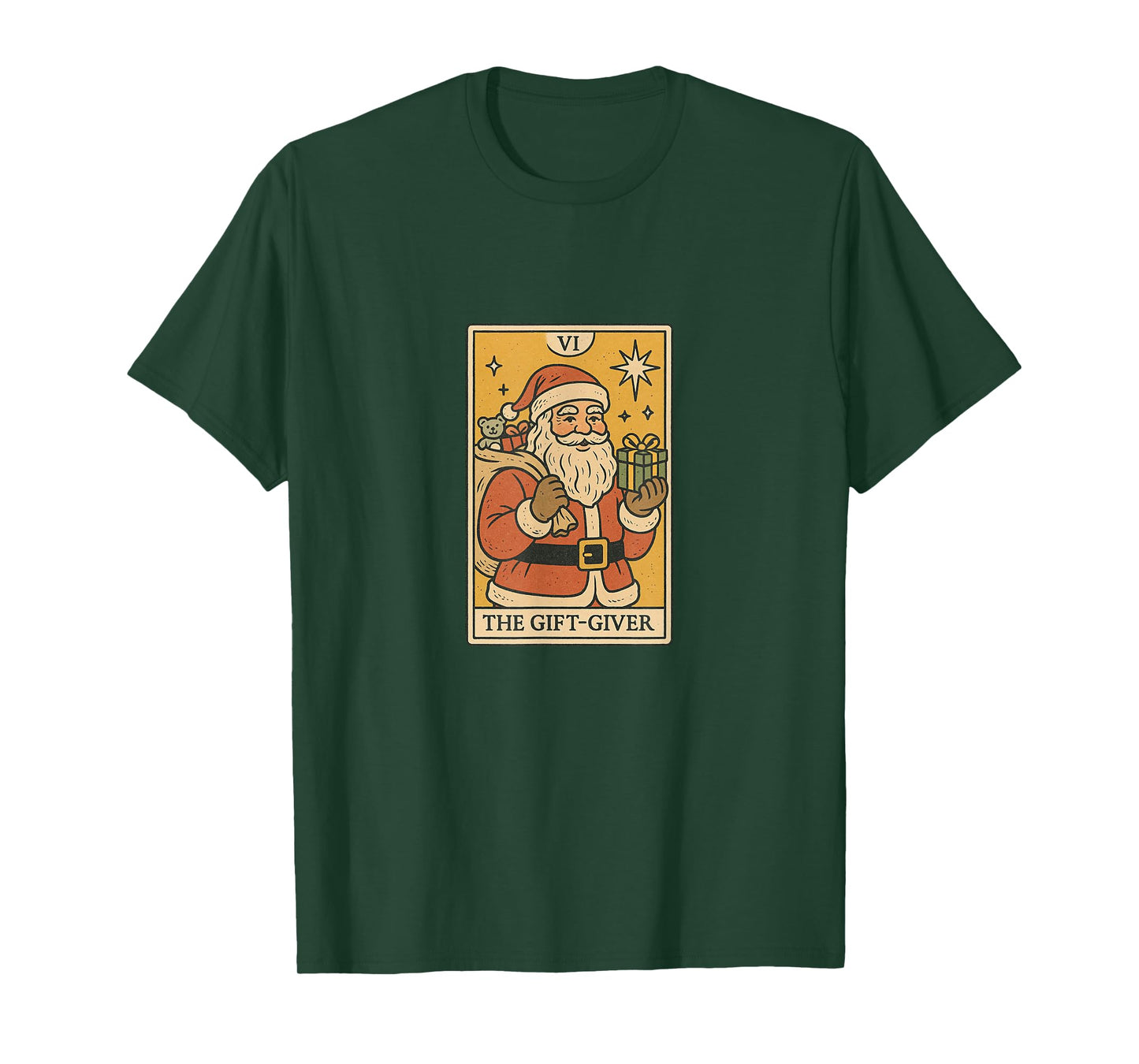 The Gift Giver Santa Claus Tarot Card Christmas Design T-Shirt