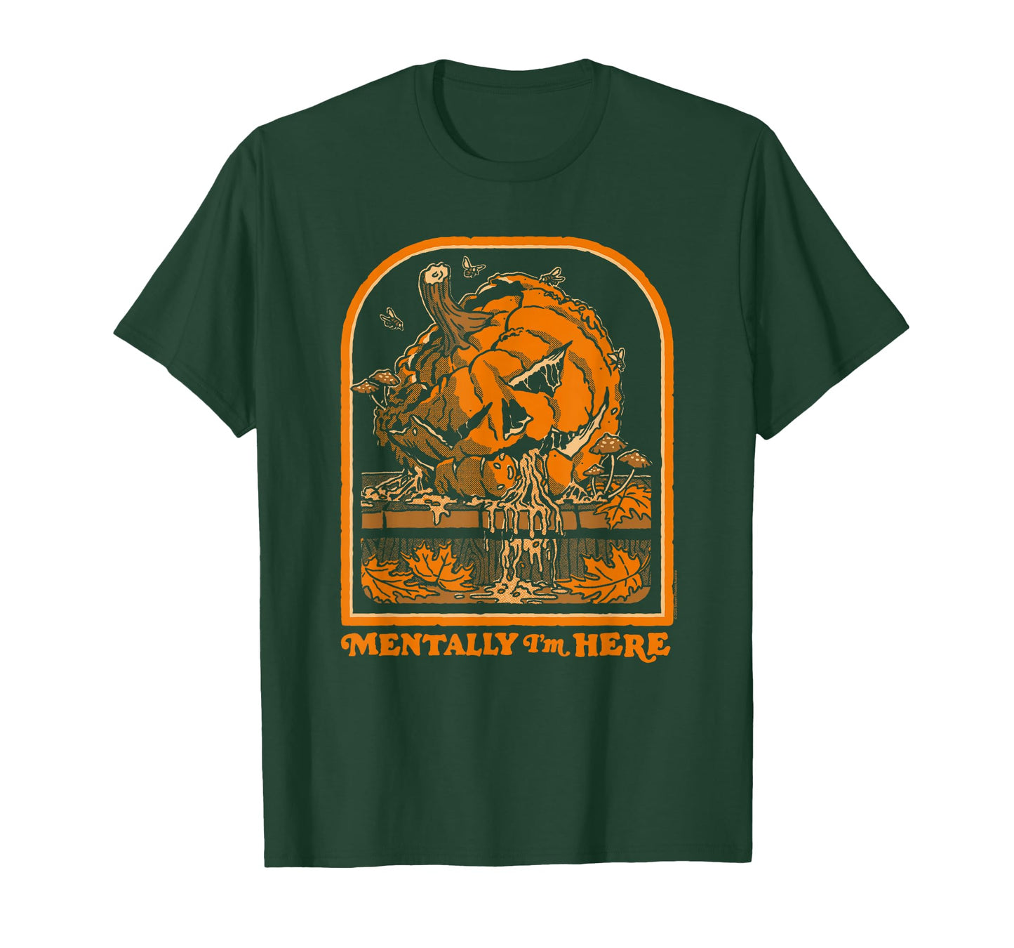 Steven Rhodes Mentally I'm Here Rotting Pumpkin Halloween T-Shirt