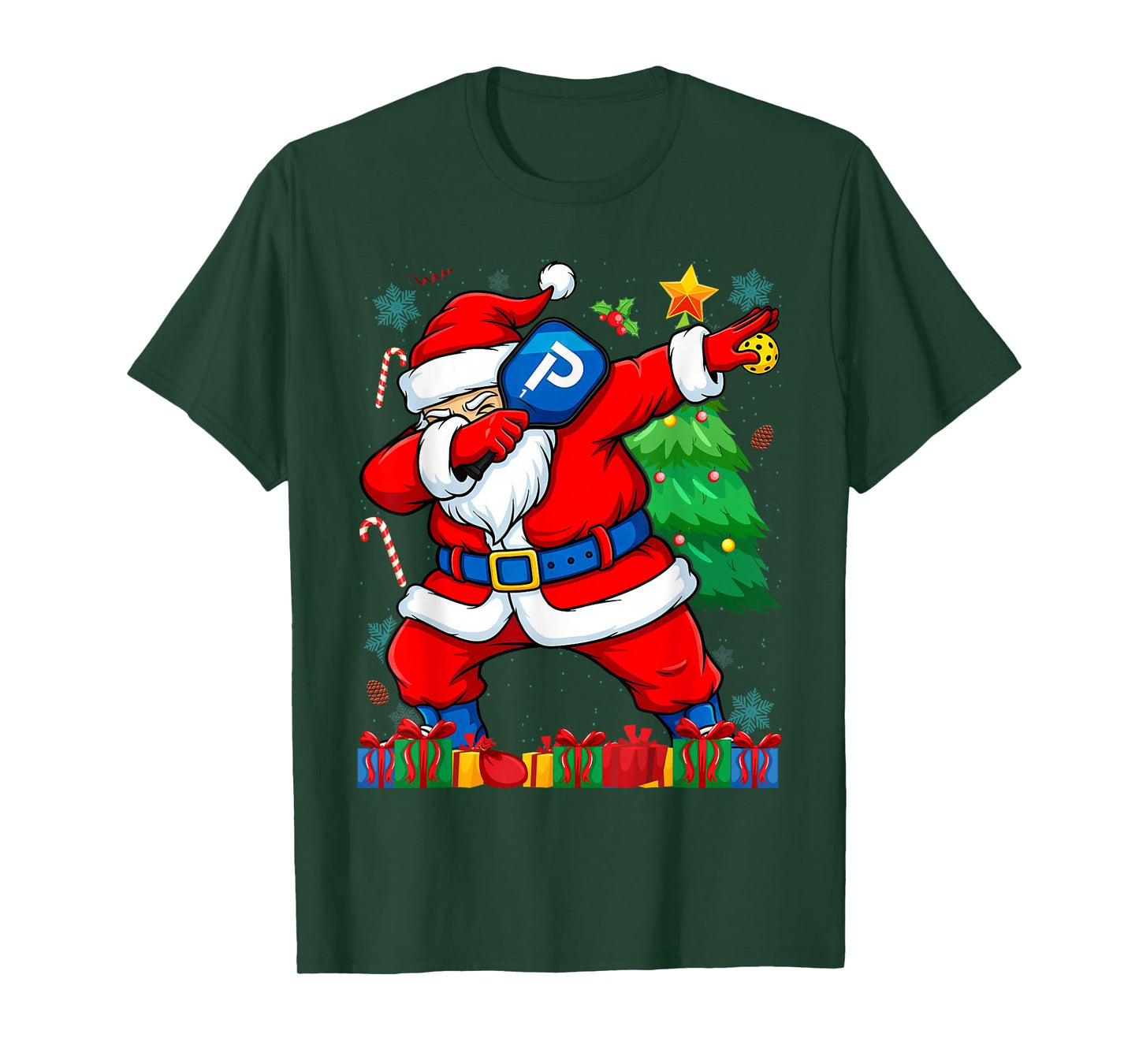 Santa Claus Paddle Funny Pickleball Christmas T-Shirt