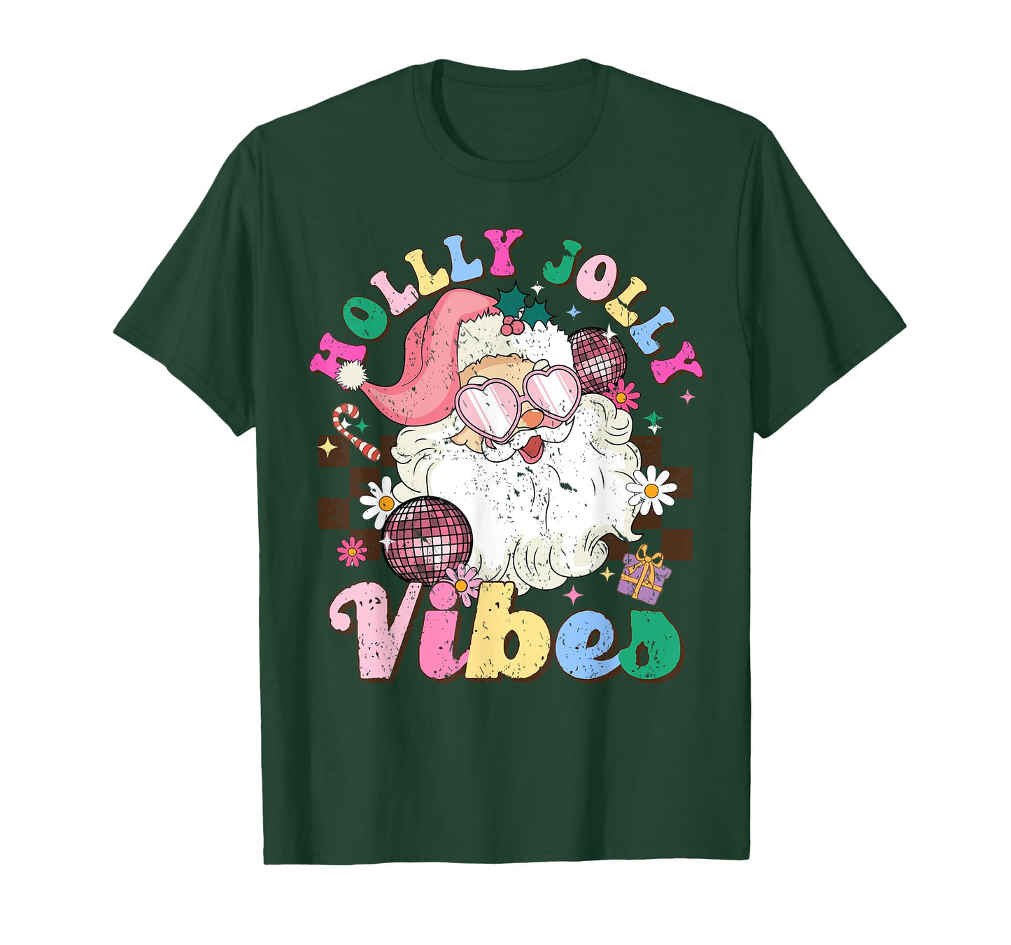 Retro Groovy Santa Claus Merry Christmas Vibes Xmas Women T-Shirt