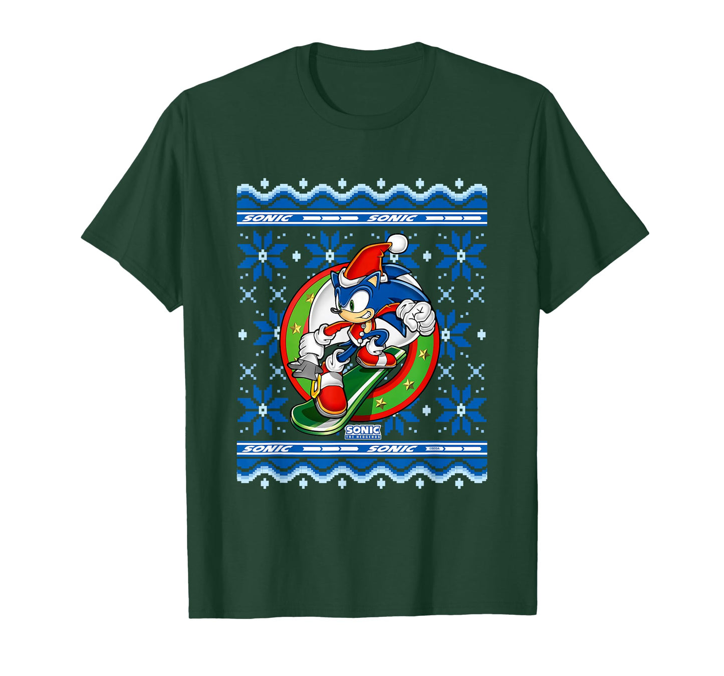 Sonic The Hedgehog Christmas Shredding Sonic Ugly Sweater T-Shirt
