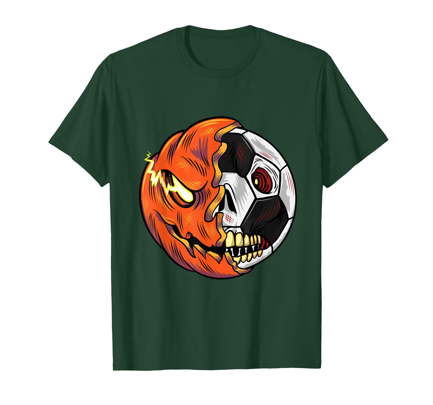 Soccer Ball Pumpkin Skull Halloween Soccer Player T-Shirt