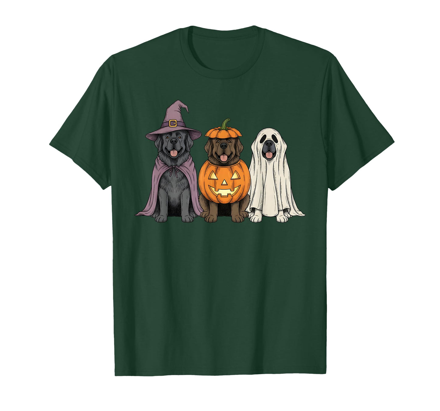 Spooky Ghost Newfoundland Dog Pumpkin Halloween Newfie Lover T-Shirt