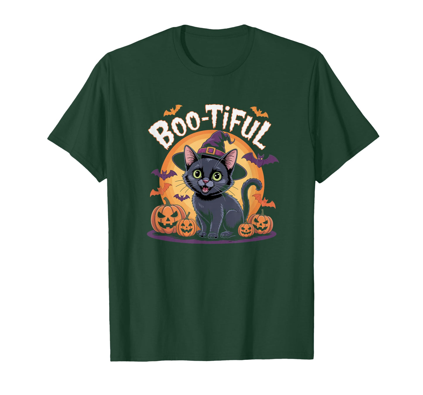 Boo-Tiful Cute Halloween Cat Witch Pun T-Shirt