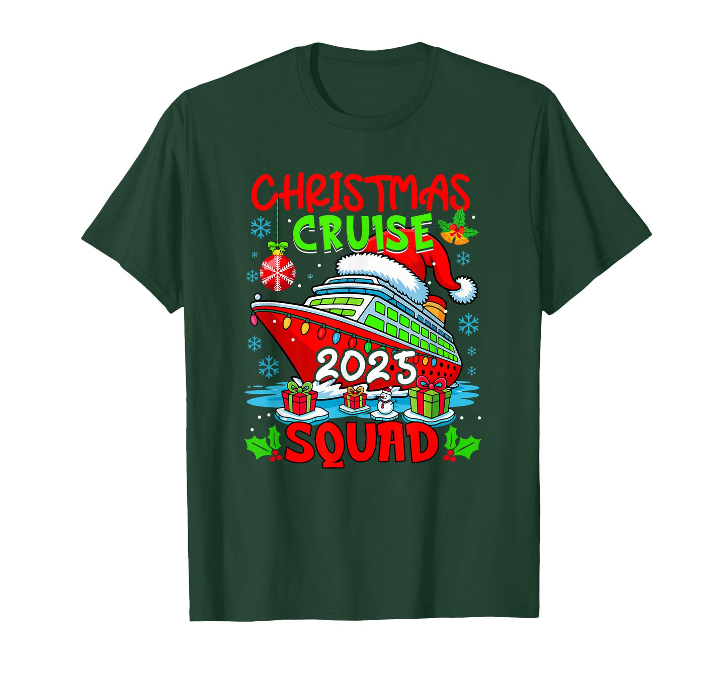 Cruise Squad 2025 Christmas Santa Cruise Ship Colorful Light T-Shirt