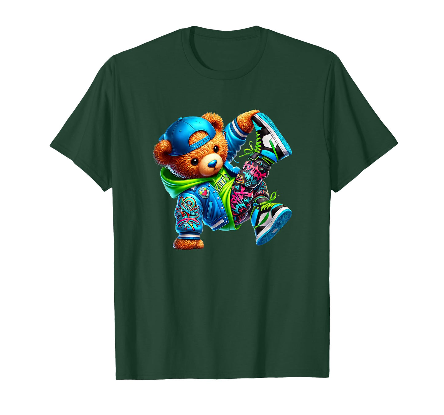 Street Style Breakdance Bear Urban Graphic T-Shirt