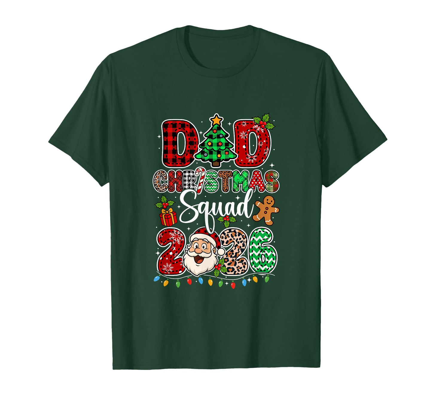 Dad Christmas Crew 2026 Leopard Funny Santa Family Group T-Shirt