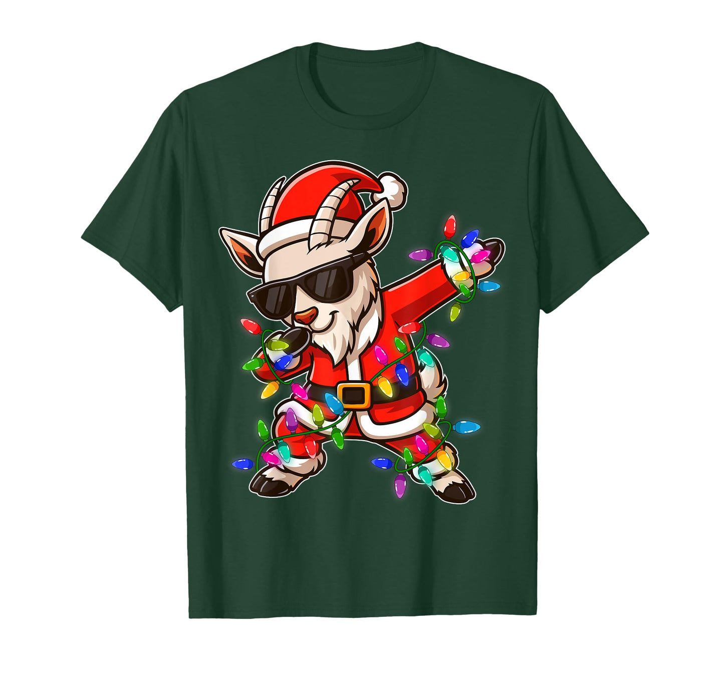 Christmas Goat Dabbing Lights Santa Xmas for Men Women T-Shirt