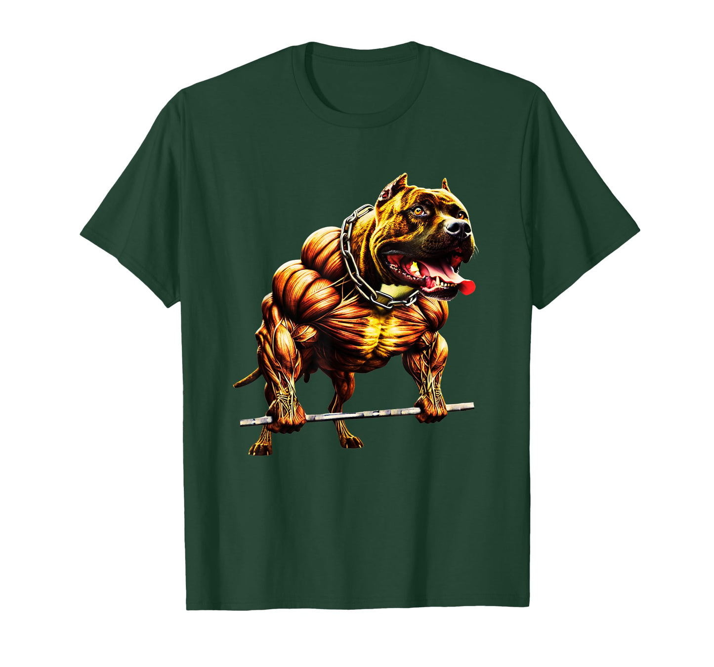 Muscular Pitbull Powerlifting Beast Gym Animal Strength T-Shirt