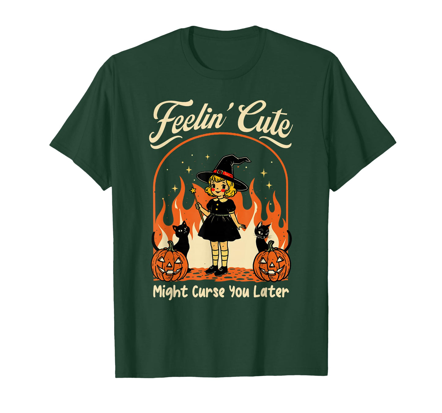 Feeling’s Cute Might Curse You Later Halloween Black Cat T-Shirt