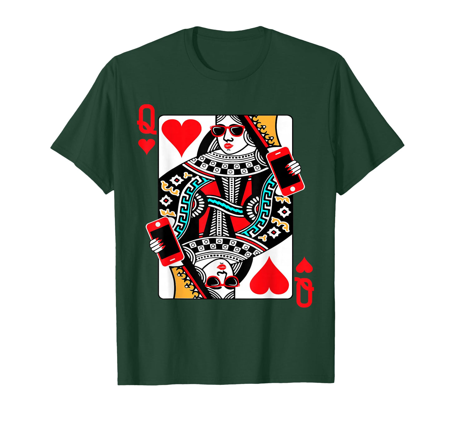 Qween Q of Hearts Funny Womens Girls Blackjack Poker Casino T-Shirt
