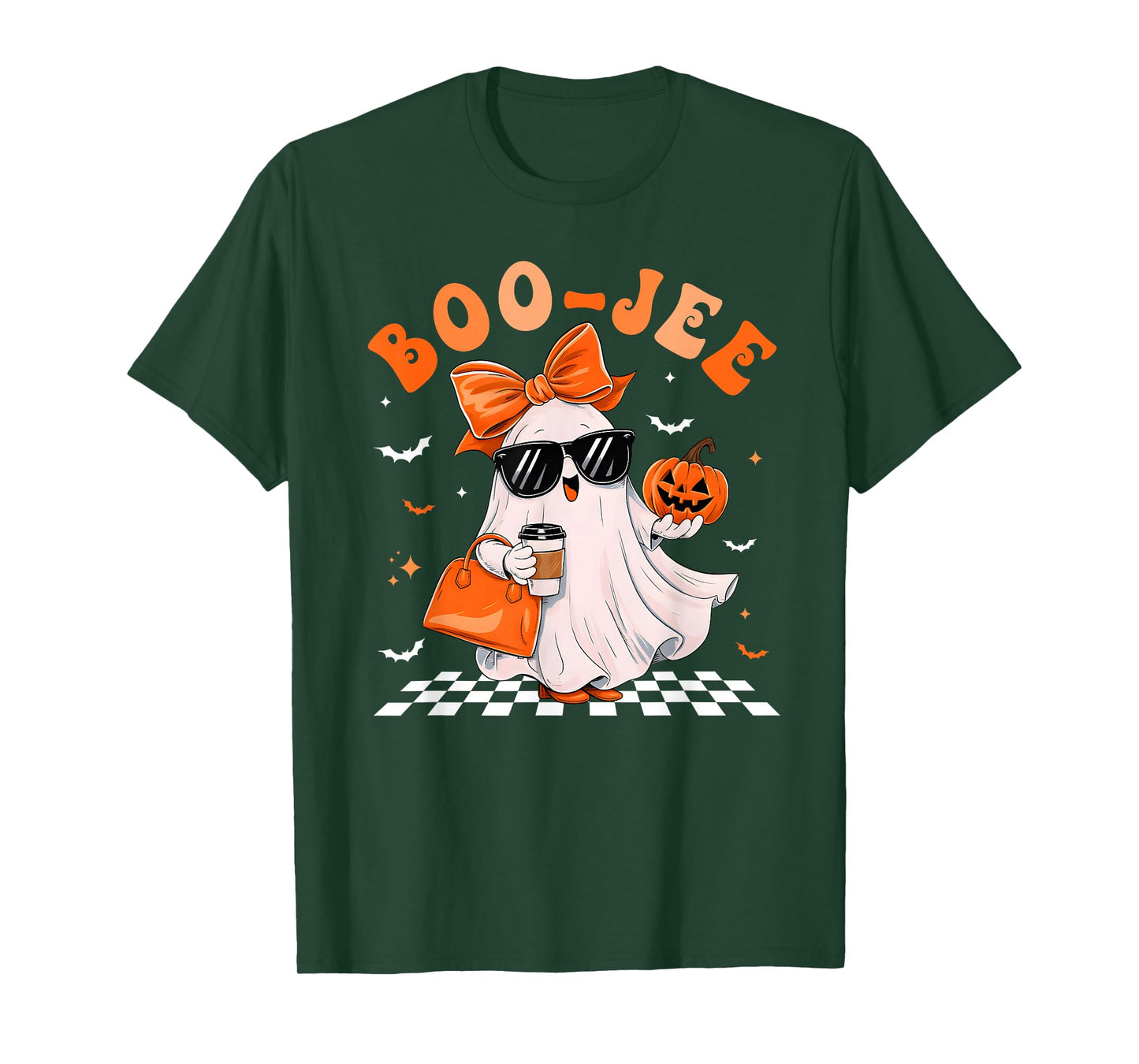 Coquette Leopard Ghost Coffee Boo-JEE Halloween Boujee Ghost T-Shirt