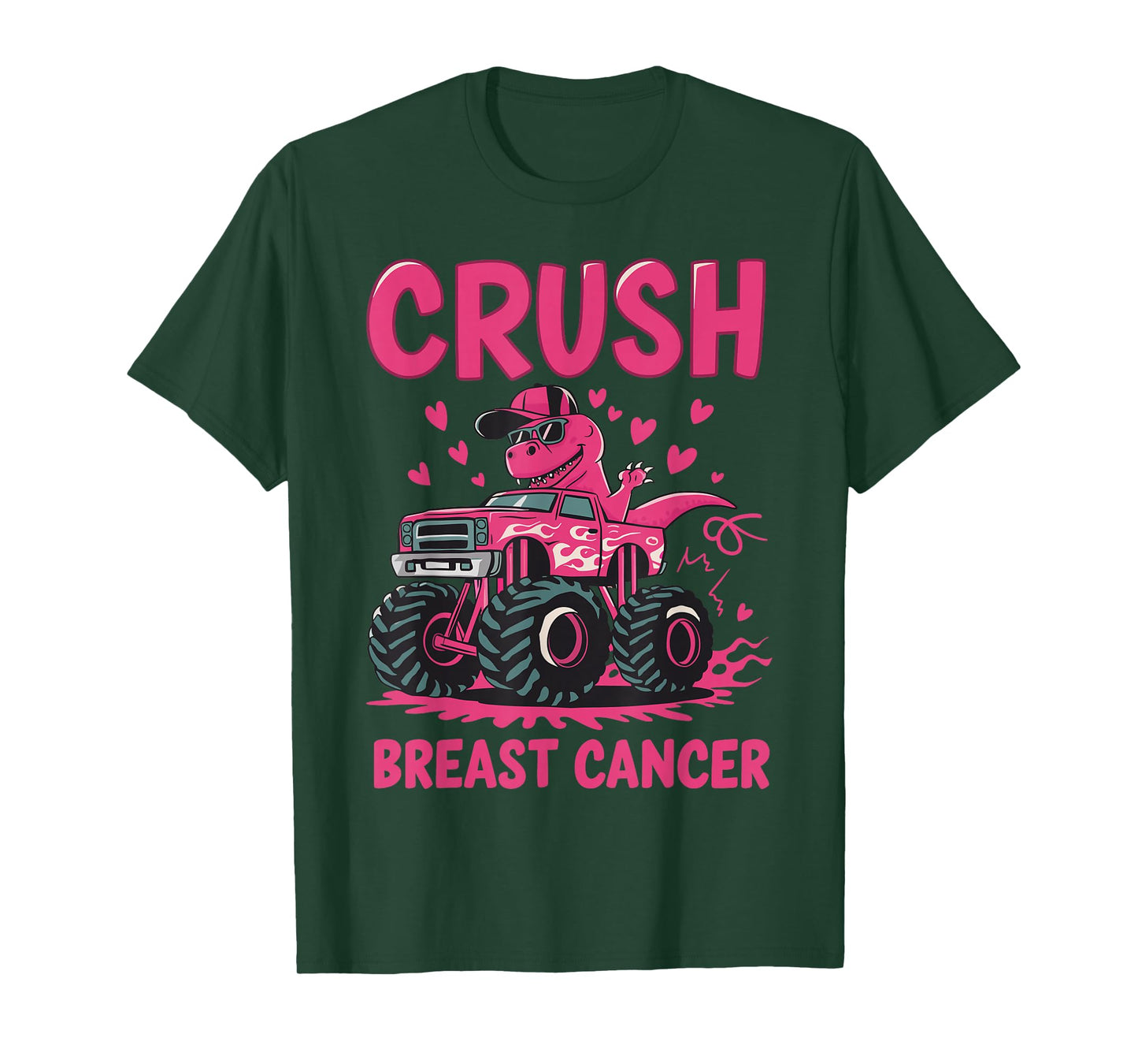 Crush Breast Cancer Awareness Monster Truck Pink Toddler Boy T-Shirt