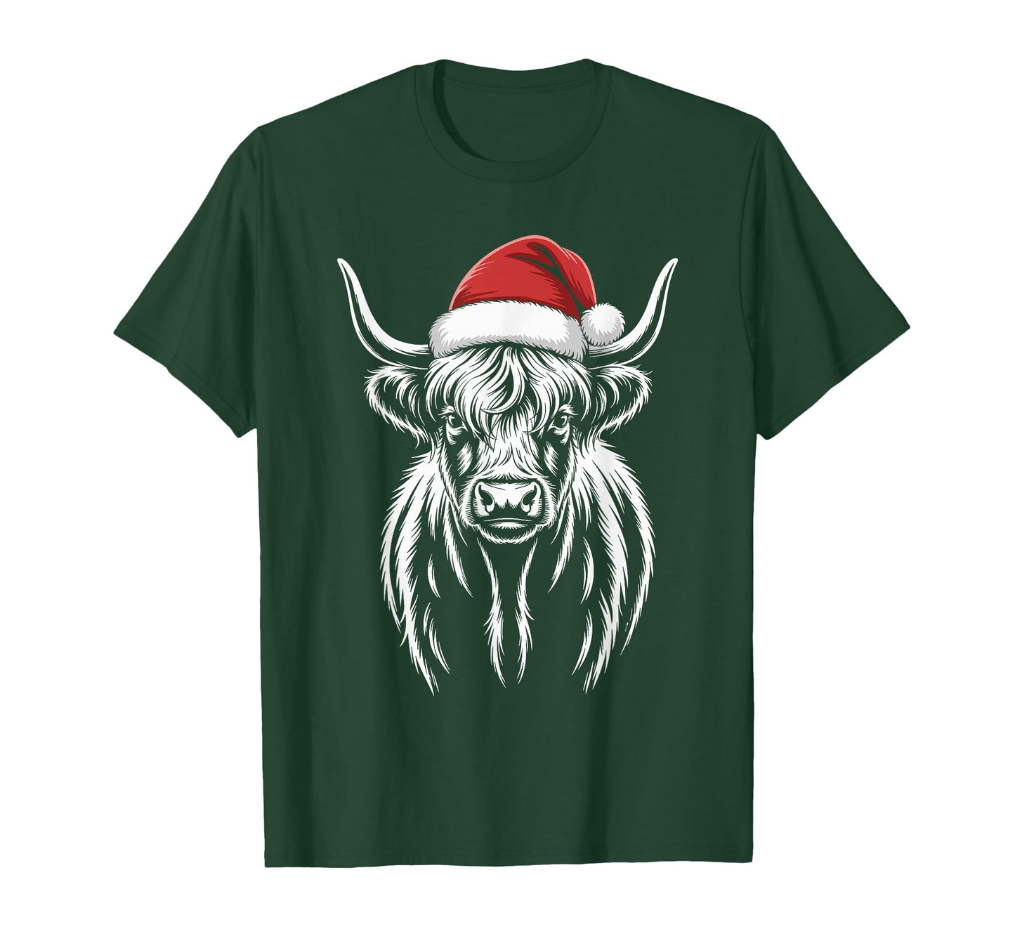 Highland Cow Santa Hat Christmas Highland Cattle Xmas T-Shirt