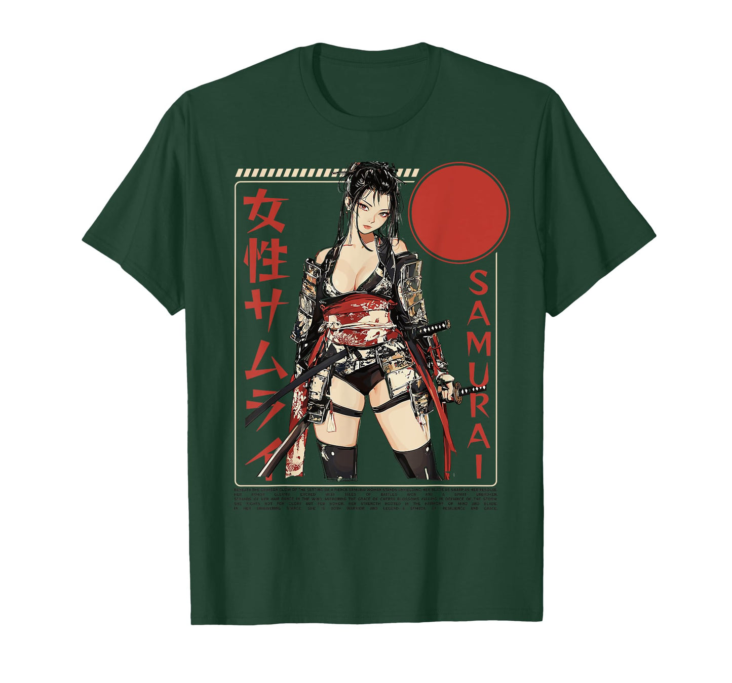 Samurai Warrior Waifu Girl Japanese Ukiyo-e Manga Samurai T-Shirt
