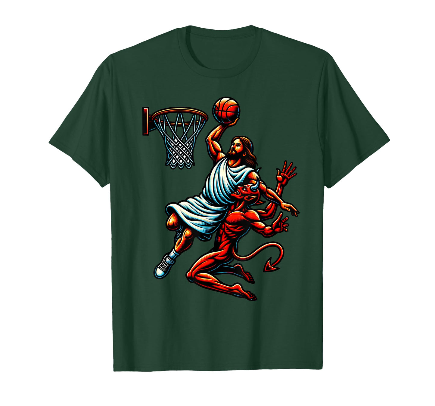 Jesus Dunking On The Devil Basketball Cool Bball T-Shirt