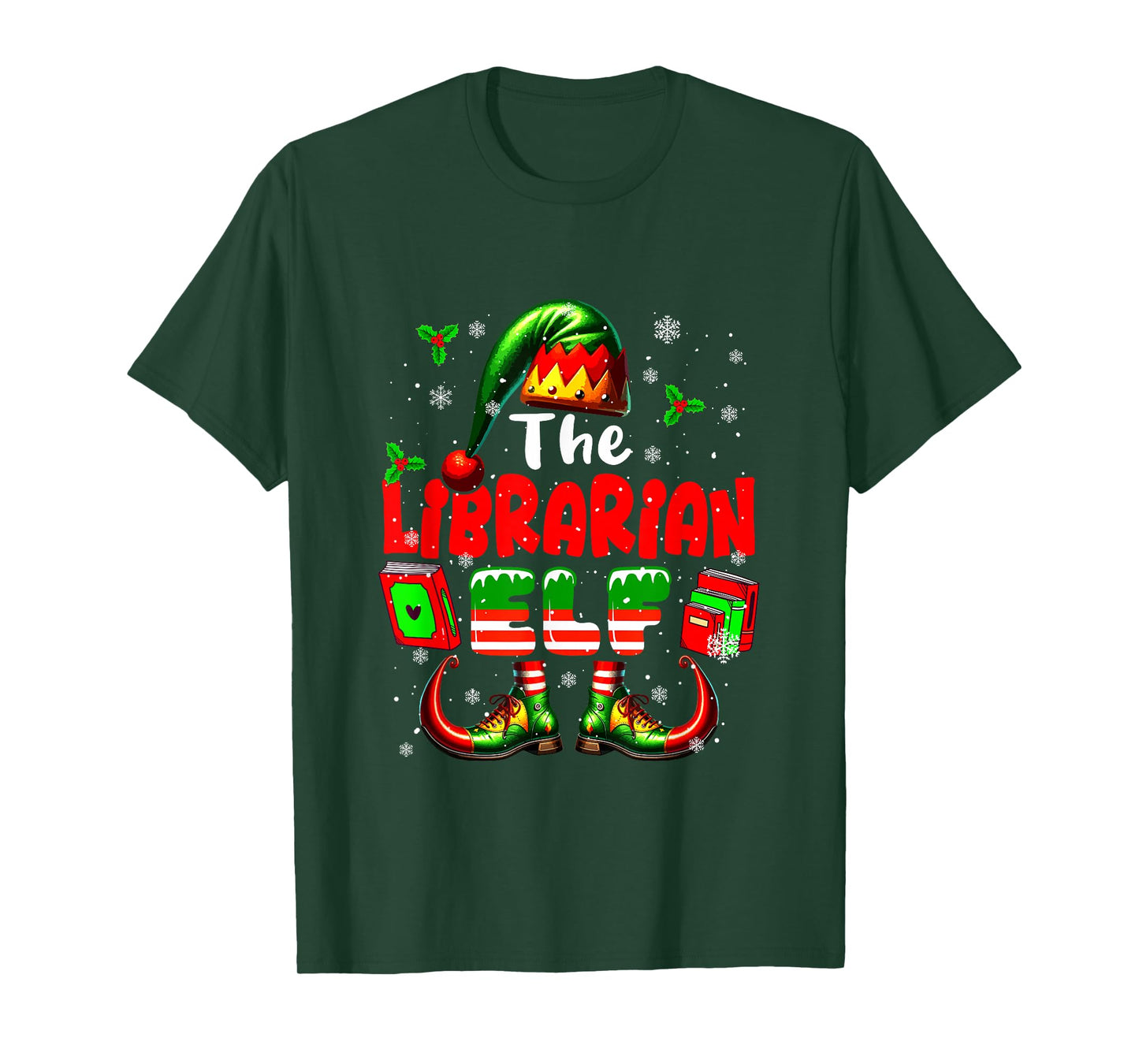 The Librarian Elf Christmas Funny Job Team Matching Parties T-Shirt