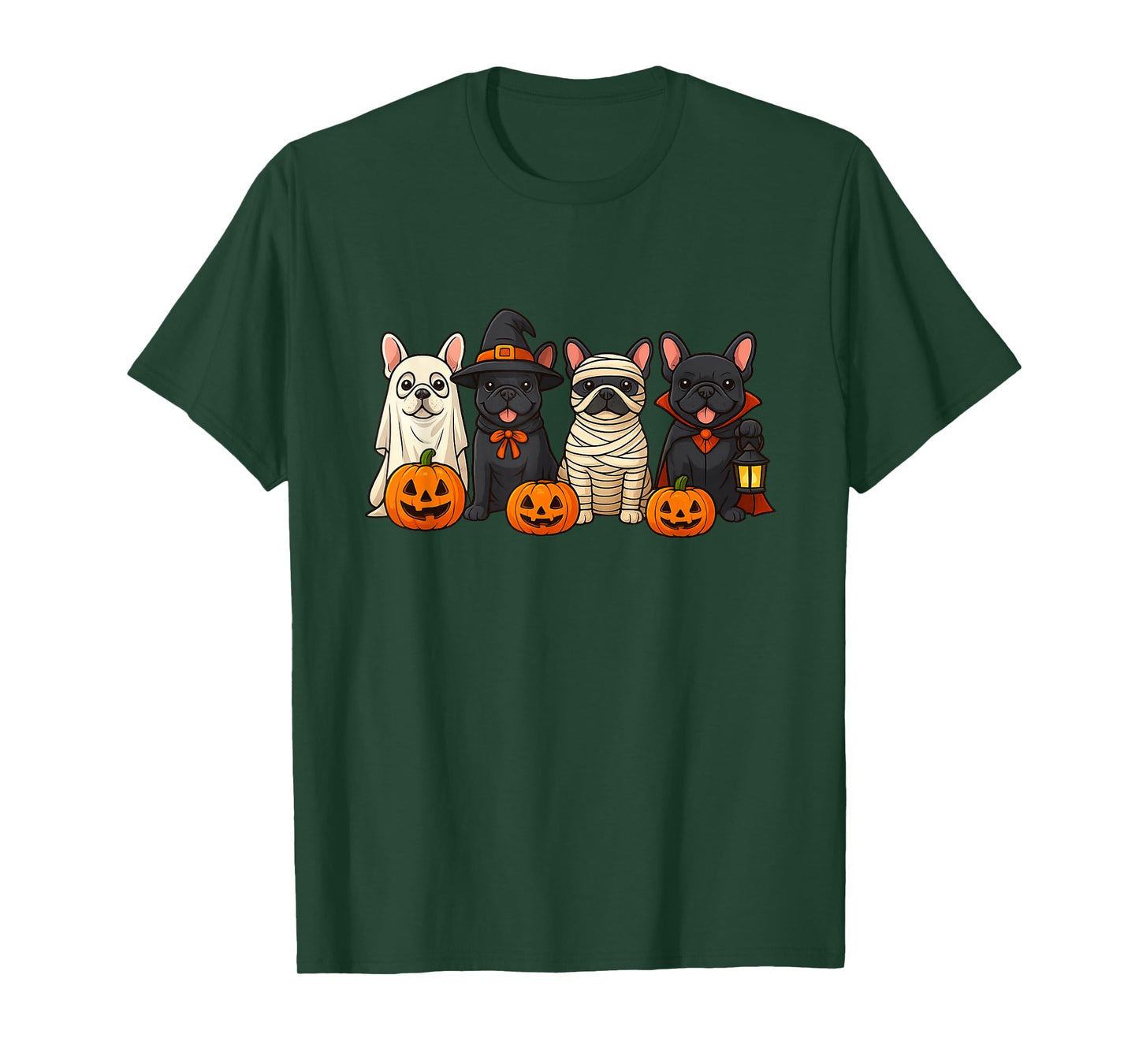 French Bulldog Ghost Witch Pumpkins Halloween Dog Costume T-Shirt