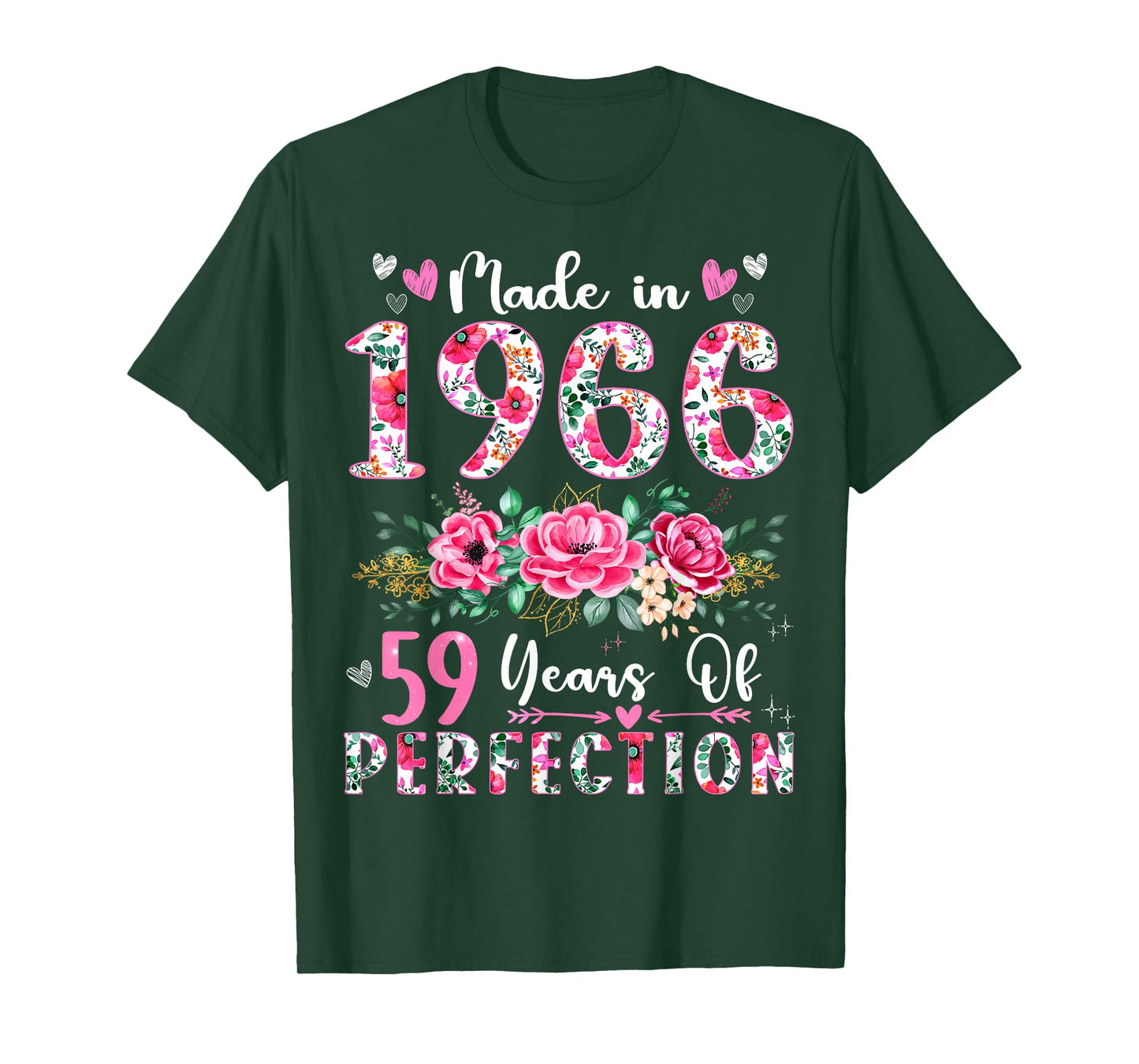 59 Year Old Made In 1966 Floral 59th Birthday Women T-Shirt