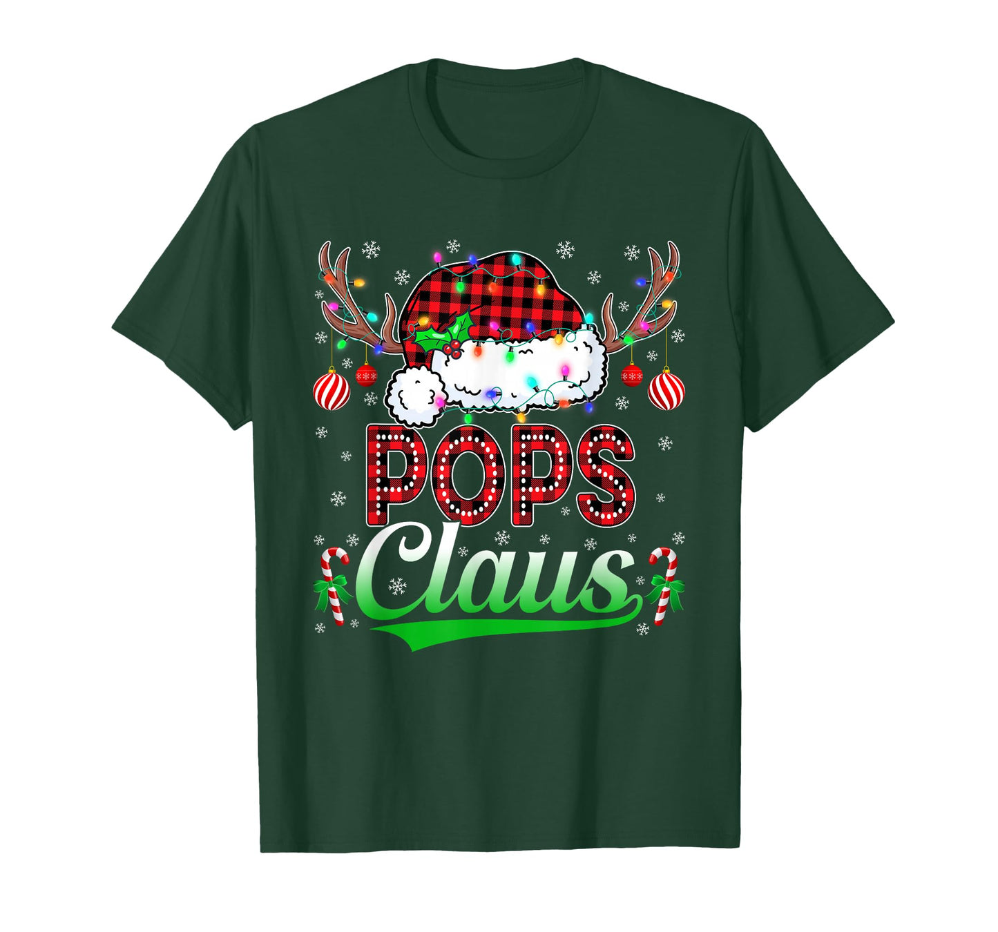 Pops Claus Christmas Lights Matching Family Xmas Pajama T-Shirt