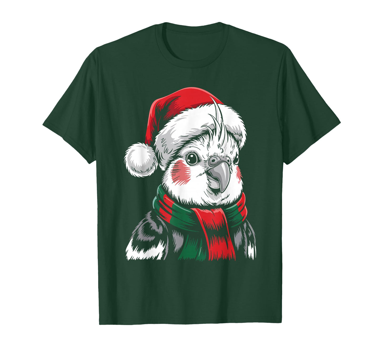 Cockatiels Xmas Santa Hat Scarf Christmas Costume T-Shirt