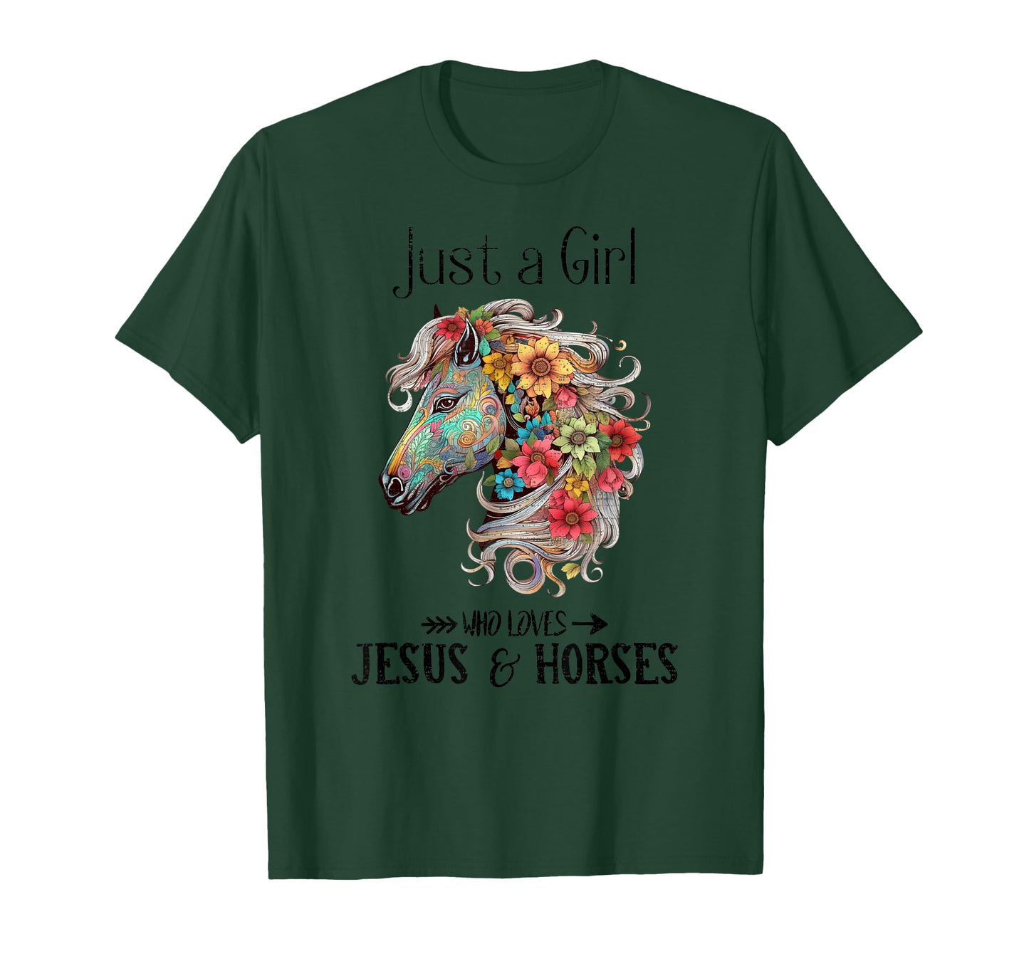 Just A Girl Who Loves Jesus And Horses, Horseback Riding T-Shirt