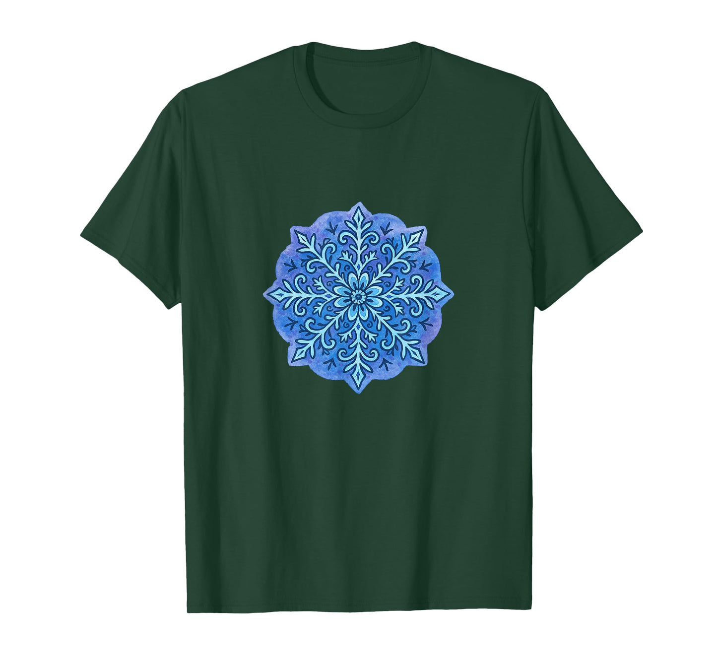 Geometric Snowflake Mandala Winter Zen Pattern Minimalist T-Shirt