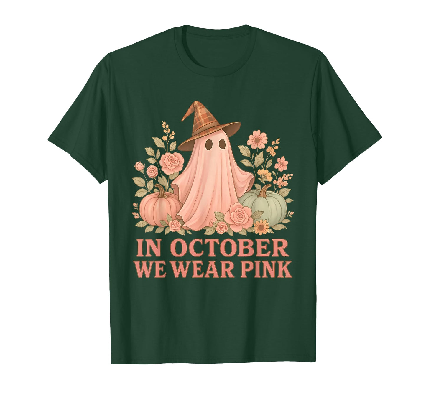 Pink Ribbon Halloween Breast Cancer in October We Wear Pink T-Shirt
