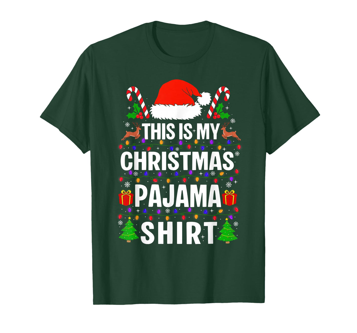 This is My Christmas Pajama Shirt Santa Hat Xmas Holiday T-Shirt