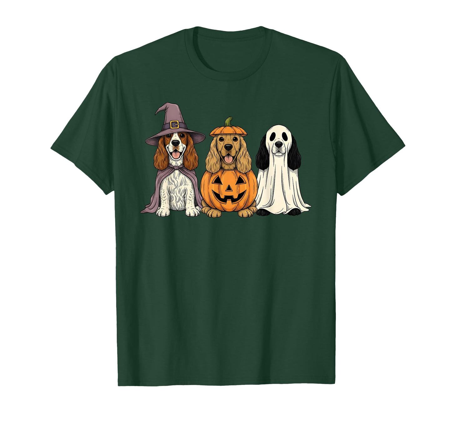 Spooky Ghost Cocker Spaniel Pumpkin Halloween Dog Lover T-Shirt