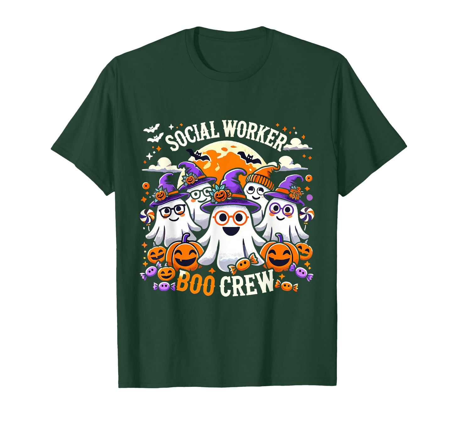 Social Worker Boo Crew Funny Ghosts Halloween Social Workers T-Shirt