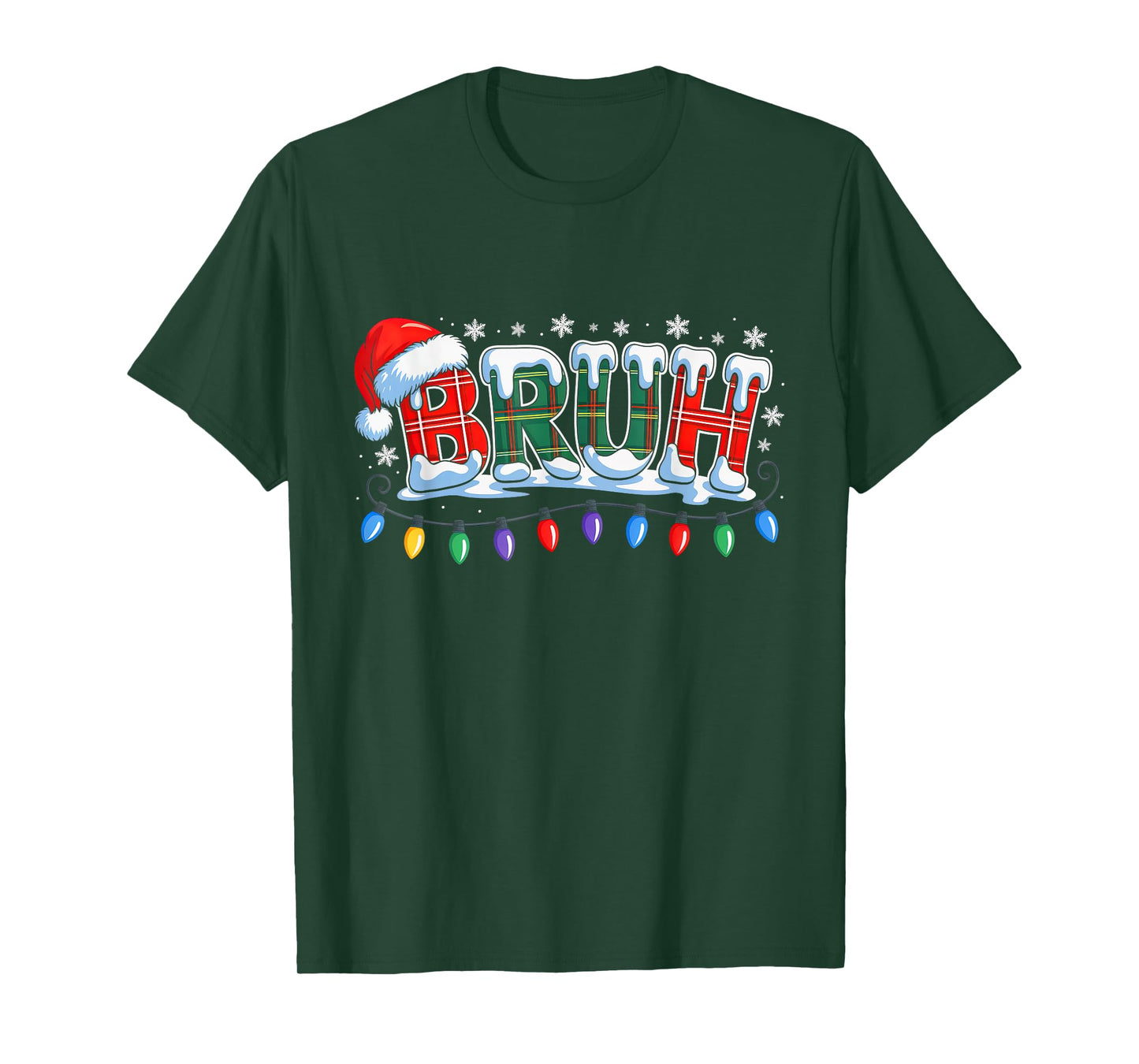 Bruh Funny Christmas Buffalo Plaid Xmas Boys Kids Pajamas T-Shirt