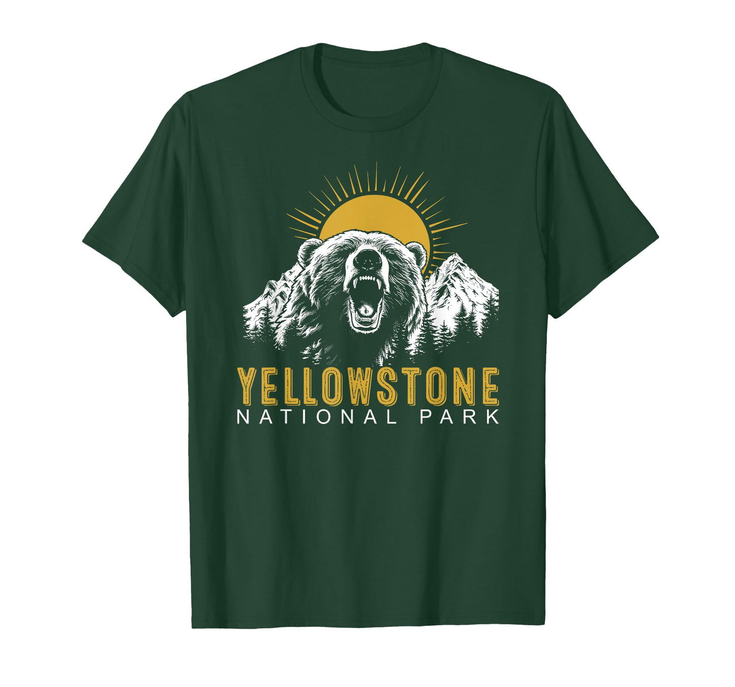 Yellowstone National Park Vintage Wild Bear Sunset T-Shirt